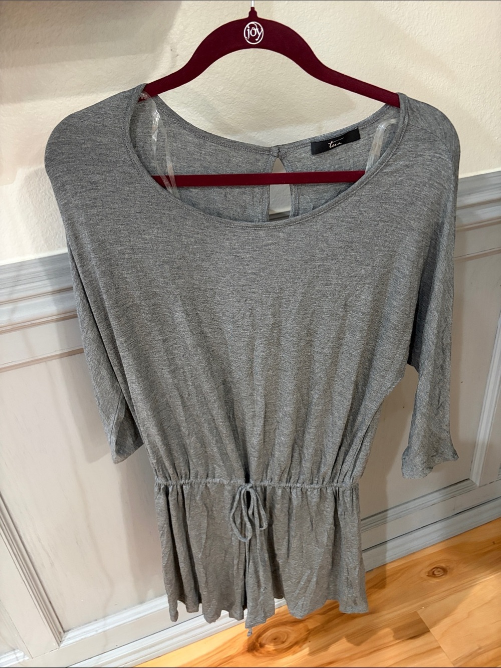 Tua Heather Gray Long-Sleeve Drawstring Waist Romper